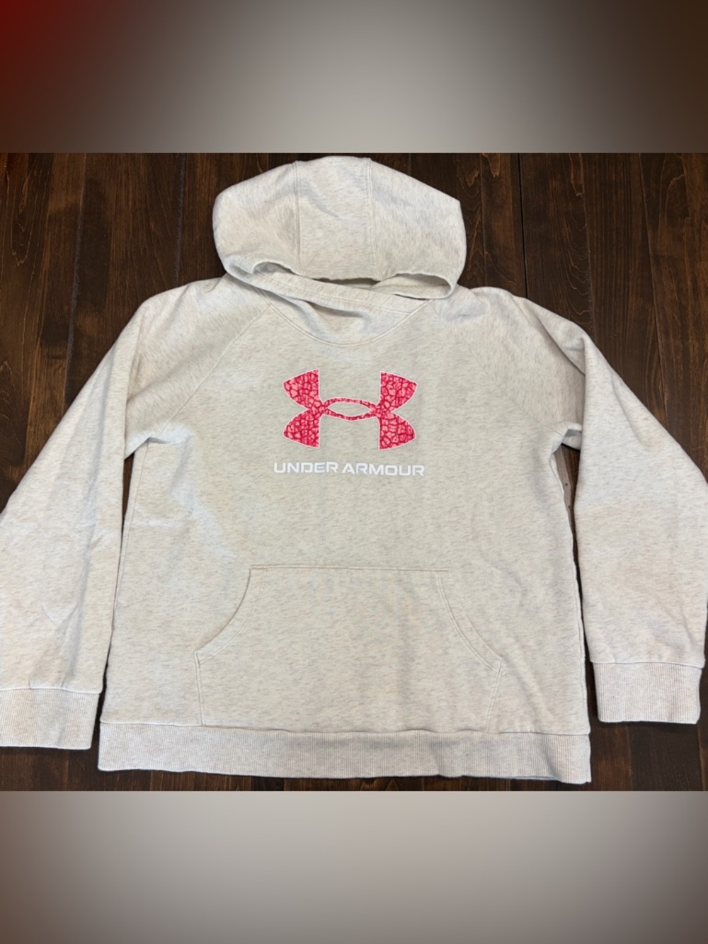 Under Armour Light Gray Girl’s Hoodie with Pink Logo